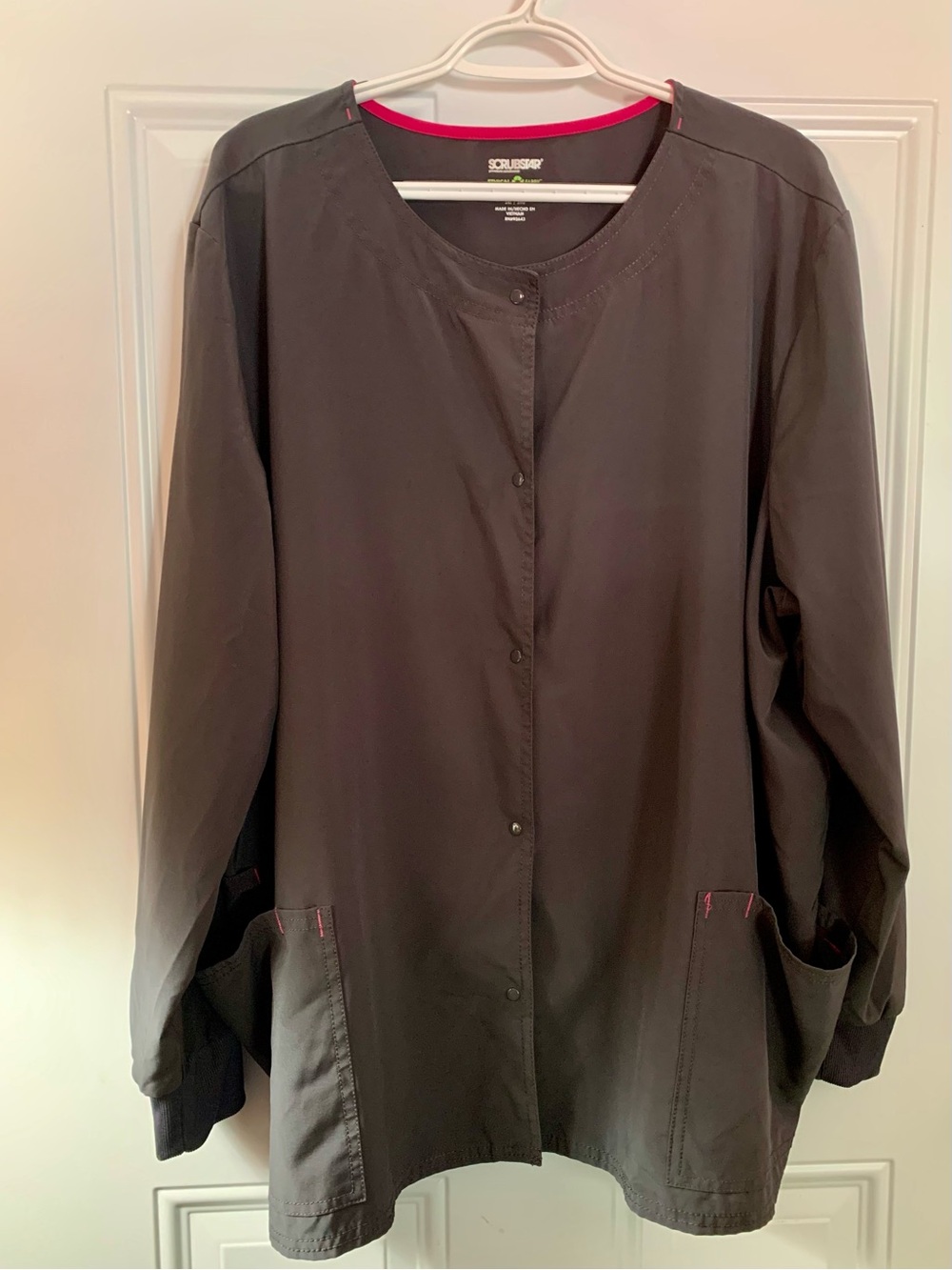 Scrubstar Scrub Light Long Sleeve Jacket Women’s 3XL Pewter Gray 5-snap 3 pocket